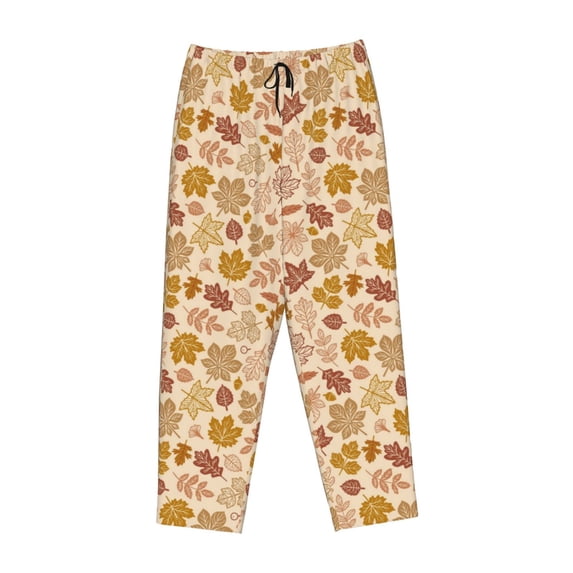 Lsque Fall Leaves Print Women's Pajama Pants, Lounge Pant - Comfortable Home Wear,Elastic Waistband, Stylish Design-X-Large