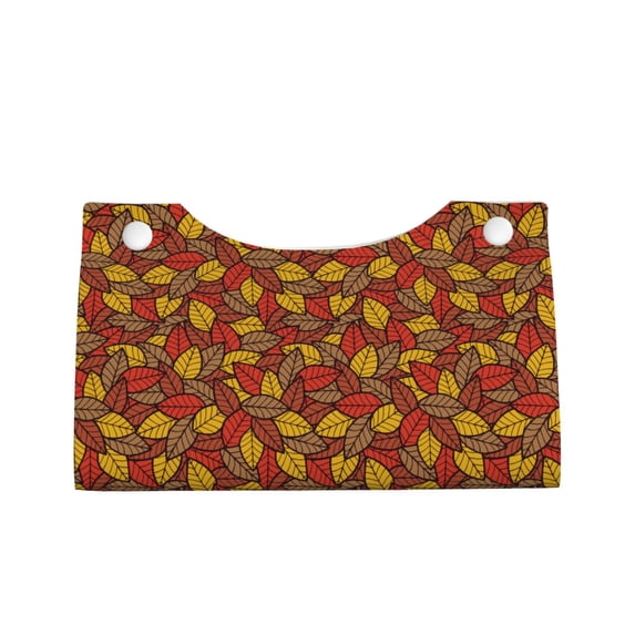 Lsque Fall Leaves Printed Long Tissue Box Cover Holder, Facial Paper Organizer Dispenser,Triangle with Bottom Belt, PVC Leather Decorative Organizer
