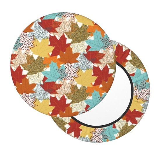 Lsque Fall Maple Leaves Round Bar chair cushion covers Velvet Fabric Premium Comfort Protects from Scratches and Stains for 14-17 Inch Chair- 14 inch