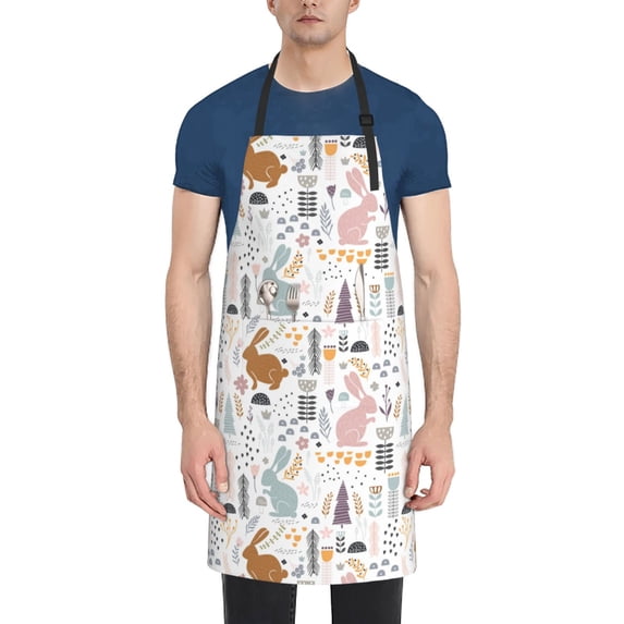 Lsque Fall Rabbit Waterproof Apron Chef Aprons for Men Heavy Duty Chemical Work Apron Extra Long Grilling Aprons with Adjustable Bib Apron