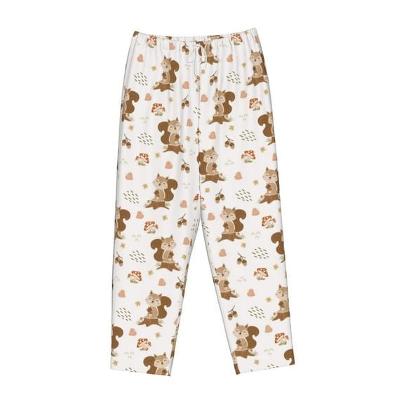 Lsque Fall Squirrel Print Women's Pajama Pants, Lounge Pant - Comfortable Home Wear,Elastic Waistband, Stylish Design-Medium