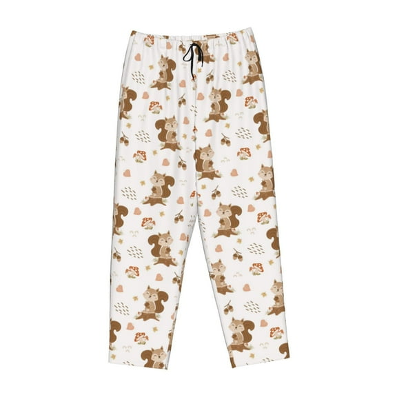 Lsque Fall Squirrel Print Women's Pajama Pants, Lounge Pant - Comfortable Home Wear,Elastic Waistband, Stylish Design-Small