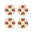 thumbnail image 1 of Lsque Fall Turkey Pattern 4" Drink Coasters Set of 4, PVC Leather Absorbent Coasters, Table Coaster Set Decorative Coffee Cup Coasters Housewarming Gift -Hexagon, 1 of 6