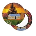 thumbnail image 1 of Lsque Fall Village Scenery Round Bar chair cushion covers Velvet Fabric Premium Comfort Protects from Scratches and Stains for 14-17 Inch Chair- 14 inch, 1 of 7