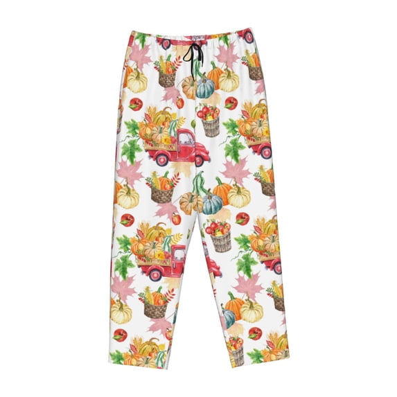 Lsque Fall harvest truck pumpkin Print Women's Pajama Pants, Lounge Pant - Comfortable Home Wear,Elastic Waistband, Stylish Design-Small