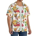 thumbnail image 1 of Lsque Fall harvest truck pumpkin print Men's Cuban Collar Short Sleeve Shirt Summer Beachwear Casual Button Down Fashionable Vacation Leisure Shirt-Large, 1 of 7