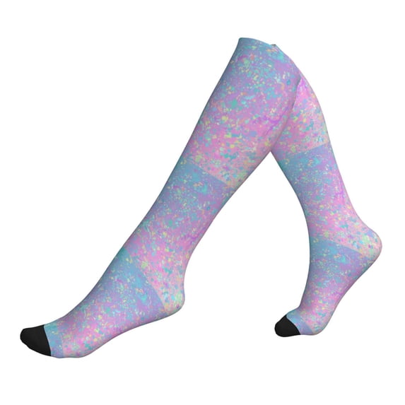 Lsque Fantasy Gradient Pattern Sport Compression Socks for Men & Women 15-20 mmHg Knee High Nurse Pregnant Running Medical and Travel Athletic
