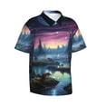 thumbnail image 1 of Lsque Fantasy Landscape Starry Night pattern Hawaiian Shirt for Men, Unisex Summer Beach Casual Short Sleeve Button Down Shirts-3X-Large, 1 of 1