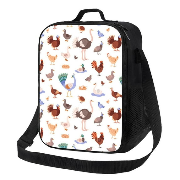 Lsque Farm Birds Goose Lunch Bag Lunch Box for Women Men Reusable Insulated Lunch Tote Bag,Leakproof Thermal Cooler Sack Food Handbags Case High Capacity