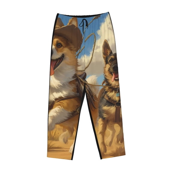 Lsque Farm Corgi German Shepherd Print Women's Pajama Pants, Lounge Pant - Comfortable Home Wear,Elastic Waistband, Stylish Design-Small