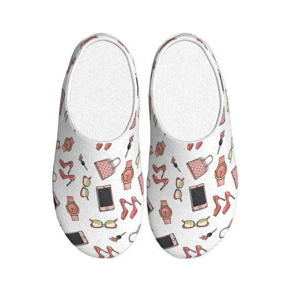 Lsque Fashion Pattern Womens Comfort Cotton on Scuff With Memory Foam and Anti-skid Sole Slipper-39/40