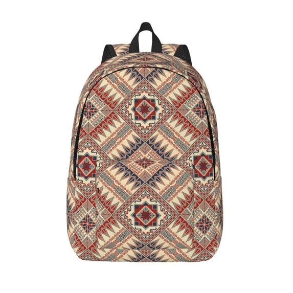 Lsque Fashion Tatreez (3) Pattern Canvas Daypack, Durable Backpack, High-quality Versatile Backpack,Vintage Compact Backpack-Medium