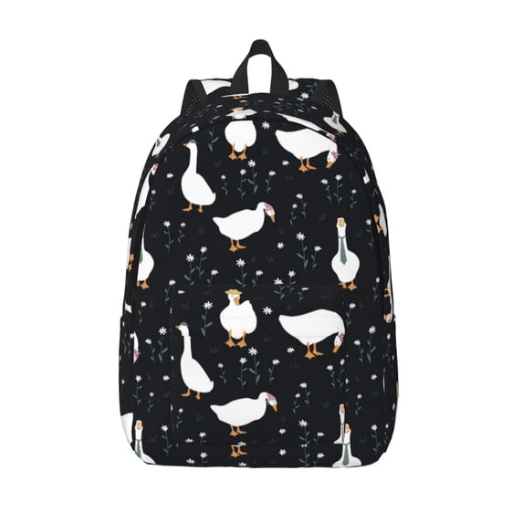 Lsque Fashionable Goose Pattern Canvas Daypack, Durable Backpack, High-quality Versatile Backpack,Vintage Compact Backpack-Small