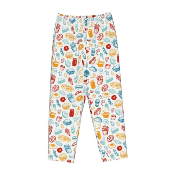 Lsque Fast Food 2 Print Women's Pajama Pants, Lounge Pant - Comfortable Home Wear,Elastic Waistband, Stylish Design-Medium
