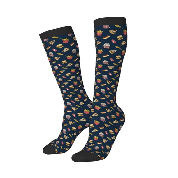 Lsque Fast Food Printed Crew Socks Men's Women's LightWeight Thin Casual Calf Socks ,Knee High Socks,Cotton Socks