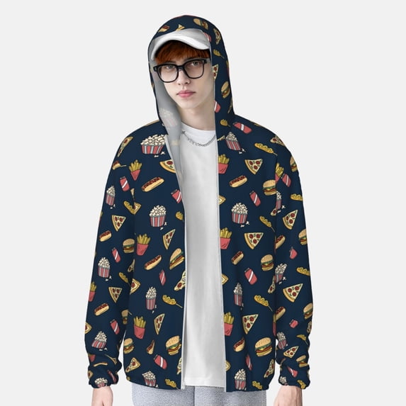 Lsque Fast Food UPF 50+ Lightweight Sun Protection Men's Women's Long Sleeve Shirt, Hoodie Performance -Medium