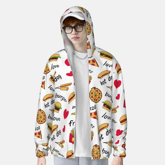 Lsque Fast Food UPF 50+ Lightweight Sun Protection Men's Women's Long Sleeve Shirt, Hoodie Performance -X-Large