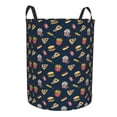 thumbnail image 1 of Lsque Fast Food pattern Laundry Hamper Basket, Tall Woven Rope Hamper Basket for Clothes, Lightweight Storage Basket, Collapsible Waterproof-Medium, 1 of 8