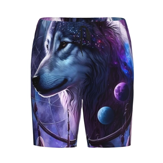 Lsque Feathered Wolf Mens Sleep Pajama Shorts,Short Pajama Pants, Cotton Ultra-Soft Knit-X-Large