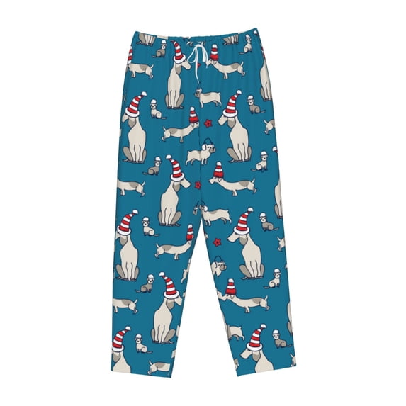 Lsque Festive Dachshund Fun Print Women's Pajama Pants, Lounge Pant - Comfortable Home Wear,Elastic Waistband, Stylish Design-X-Large