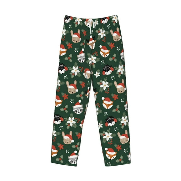 Lsque Festive Forest Friends Print Men's Pajama Pants, Lounge Pant - Comfortable Home Wear,Elastic Waistband, Stylish Design-Large