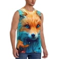thumbnail image 1 of Lsque Fiery Red Maple Leaf Fox Print Men's Cotton Blend Sleeveless Muscle Shirts (S-3XL)- Moisture Wicking, Odor Protection, UPF 30+,X-Large, 1 of 8