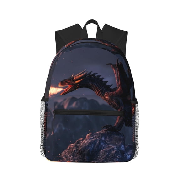 Lsque Fire Breathing Dragon Twilight Classic Casual Backpack - Large Capacity Water-Resistant Backpack for School, Work, Travel, and Outdoor Activities