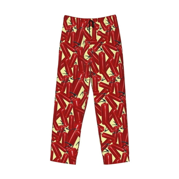 Lsque Fire Extinguisher Print Men's Pajama Pants, Lounge Pant - Comfortable Home Wear,Elastic Waistband, Stylish Design-Small