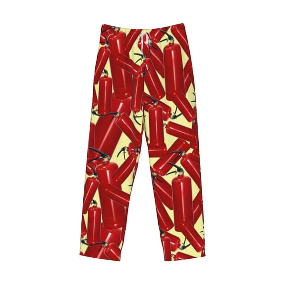 Lsque Fire Extinguisher Print Men's Pajama Pants, Lounge Pant - Comfortable Home Wear,Elastic Waistband, Stylish Design-X-Large