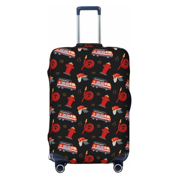 Lsque Fire Fighting Printed Luggage Cover, Travel Luggage Protector,Scratch and Dirt Resistant, Fits 18-32 Inch Luggage - Medium