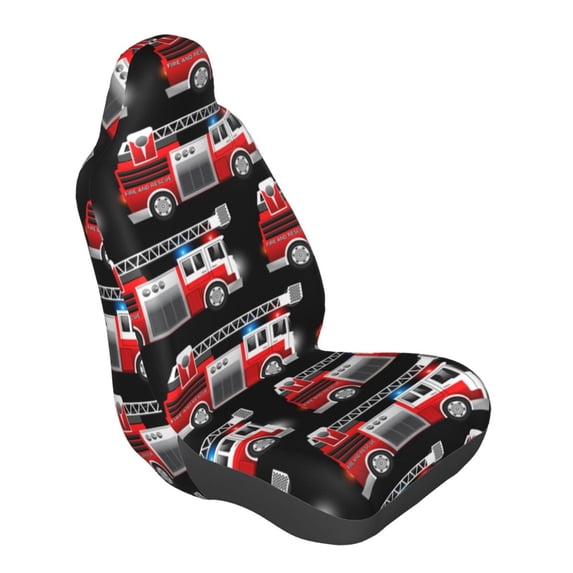 Lsque Fire and Rescue Truck Pattern Car Seat Covers for Front Seats , Waterproof Seat Covers for Cars, Sporty Front Seat Covers,Car Seat Cover Protector Front Seats