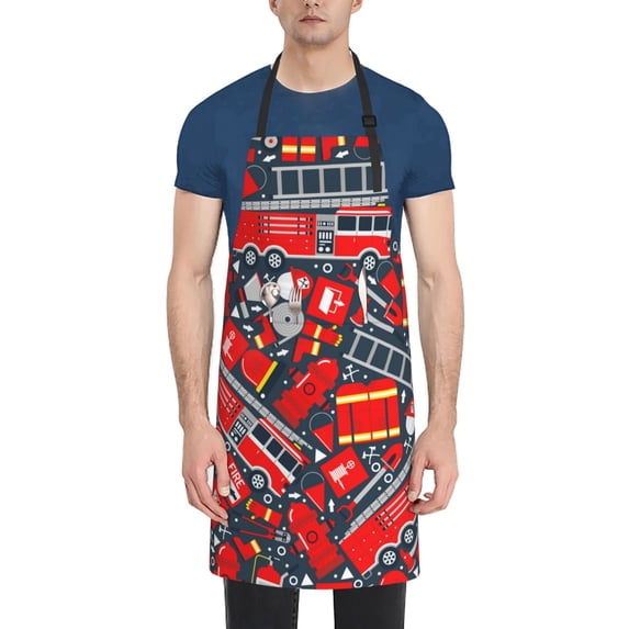 Lsque Fire Sign Waterproof Apron Chef Aprons for Men Heavy Duty Chemical Work Apron Extra Long Grilling Aprons with Adjustable Bib Apron
