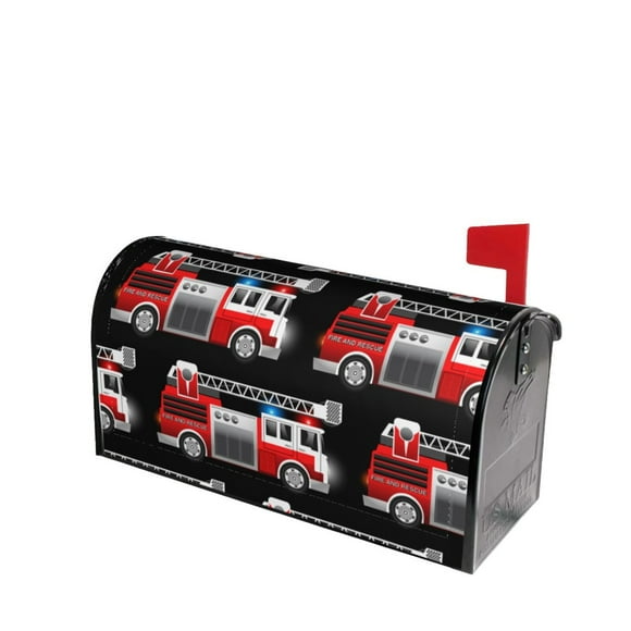 Lsque Fire and Rescue Truck Mailbox Cover Standard Size ,Magnetic Mailbox Covers Post Wraps Letter Box Cover -25.5x21 in