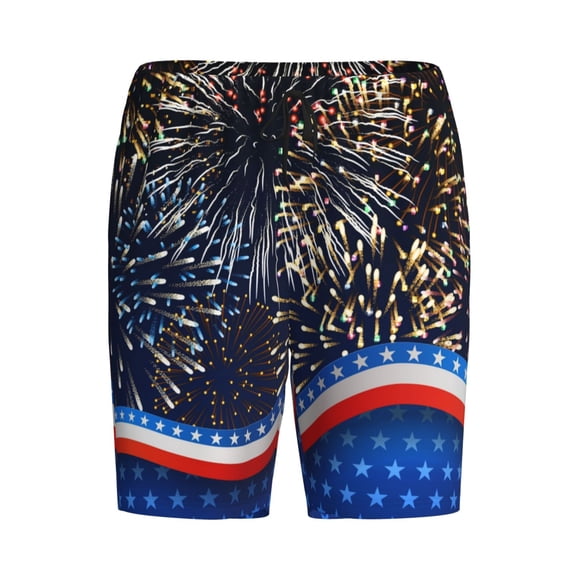 Lsque Fireworks Mens Sleep Pajama Shorts,Short Pajama Pants, Cotton Ultra-Soft Knit-X-Large