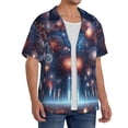 thumbnail image 1 of Lsque Fireworks1 print Men's Cuban Collar Short Sleeve Shirt Summer Beachwear Casual Button Down Fashionable Vacation Leisure Shirt-Medium, 1 of 7