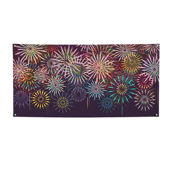 Lsque Fireworks2 Pattern Party Banner, Festive Banner , Holiday Celebrations and Events for Carnival Birthday Party Festival Decorations-Medium
