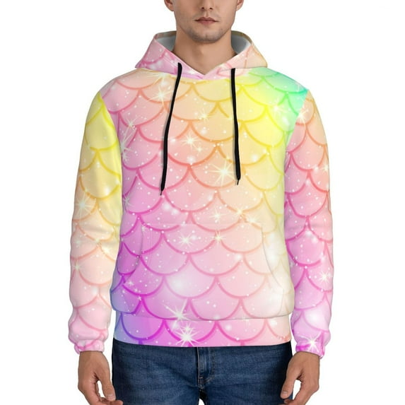Lsque Fish Scale Pattern Casual Men's Hoodie,Hooded Sweatshirt with Kangaroo Pocket,Pullover Hoodie-X-Large