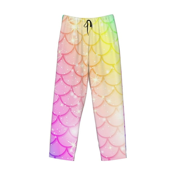 Lsque Fish Scale Print Men's Pajama Pants, Lounge Pant - Comfortable Home Wear,Elastic Waistband, Stylish Design-XX-Large
