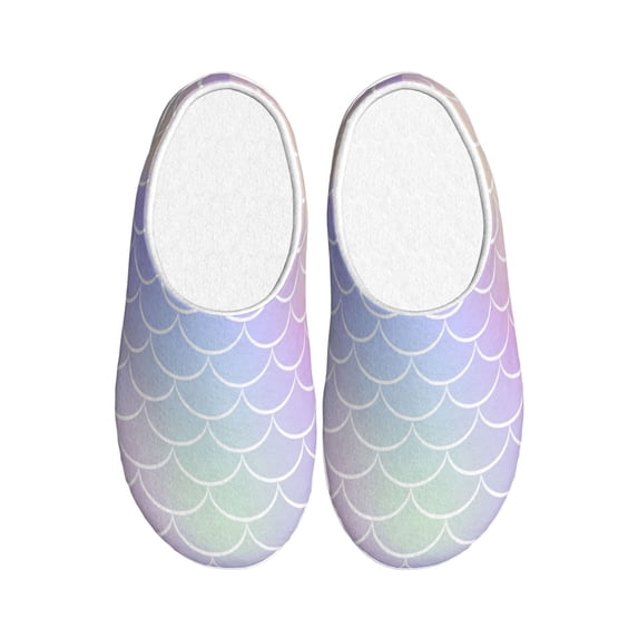 Lsque Fish Scale1 Pattern Womens Comfort Cotton on Scuff With Memory Foam and Anti-skid Sole Slipper-42/43