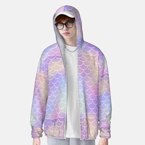 Lsque Fish Scale1 UPF 50+ Lightweight Sun Protection Men's Women's Long Sleeve Shirt, Hoodie Performance -XX-Large