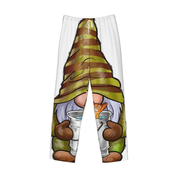 Lsque Fishing Gnome Fisherman Print Men's Pajama Pants, Lounge Pant - Comfortable Home Wear,Elastic Waistband, Stylish Design-Large