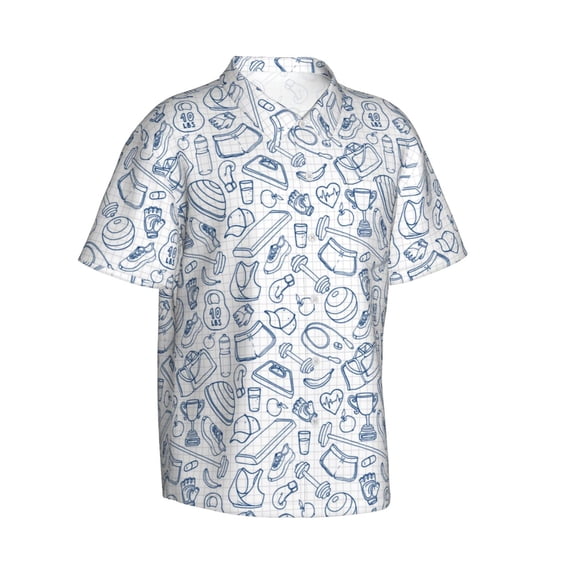 Lsque Fitness Guru pattern Hawaiian Shirt for Men, Unisex Summer Beach Casual Short Sleeve Button Down Shirts-