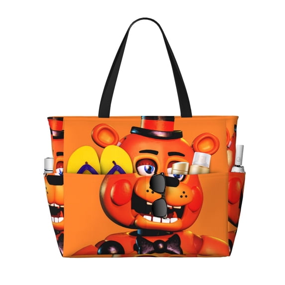 Lsque Five Nights At Freddy'S Beach Travel Bag - Water-Resistant, Large Capacity Lightweight Tote with 7 Pockets for Women and Men - Perfect for Beach, Pool, Gym, and Travel