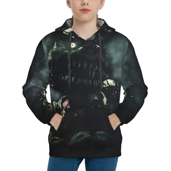 Lsque Five Nights At Freddy'S Patten Youth Hoodie Sweatshirt Pullover with Kangaroo Pocket Boys and Girls Hoodie Warm Hoodie for Kids