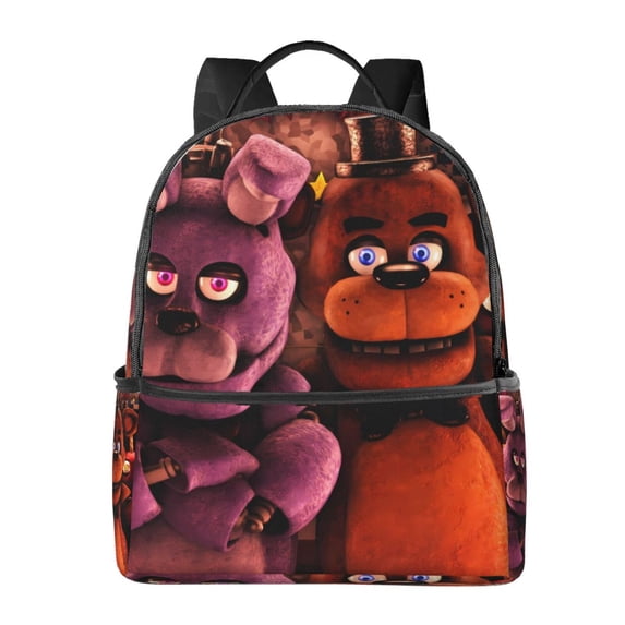 Lsque Five Nights At Freddy'S Pattern Backpack – School Travel Canvas Daypack with Ergonomic Padded Straps, Multiple Compartments & Leather Handle