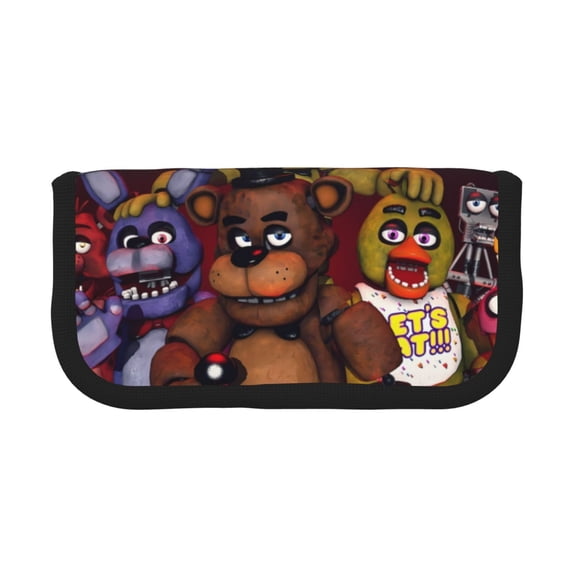 Lsque Five Nights At Freddy'S Pattern Canvas Pen Case - Pencil Pouch - Makeup Bag - Zipper Pouch -Stationery Case - Storage High Capacity Bag Pouch Holder Box Organizer