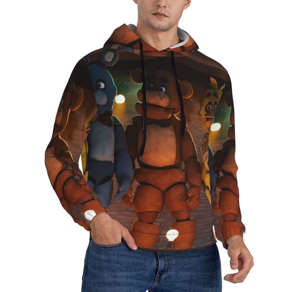 Lsque Five Nights At Freddy'S Pattern Casual Men's Hoodie,Hooded Sweatshirt with Kangaroo Pocket,Pullover Hoodie-3X-Large