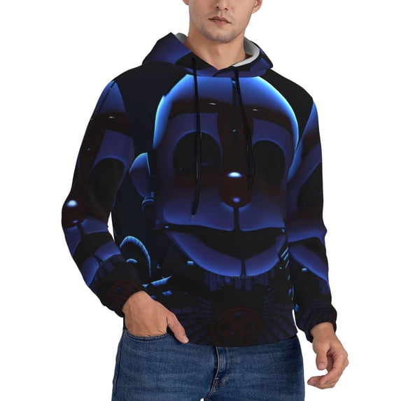 Lsque Five Nights At Freddy'S Pattern Casual Men's Hoodie,Hooded Sweatshirt with Kangaroo Pocket,Pullover Hoodie-Large
