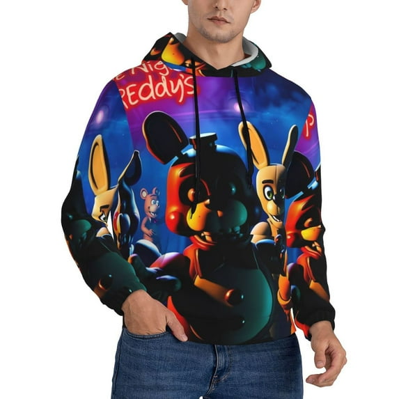 Lsque Five Nights At Freddy'S Pattern Casual Men's Hoodie,Hooded Sweatshirt with Kangaroo Pocket,Pullover Hoodie-XX-Large