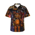thumbnail image 1 of Lsque Five Nights At Freddy'S Pattern Hawaiian Shirt for Men Unisex Summer Beach Casual Short Sleeve Cotton Linen Button Down Shirts-Large, 1 of 6